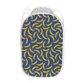 Blue And Yellow Banana Pattern Print Mesh Laundry Hamper