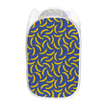 Blue And Yellow Banana Pattern Print Mesh Laundry Hamper