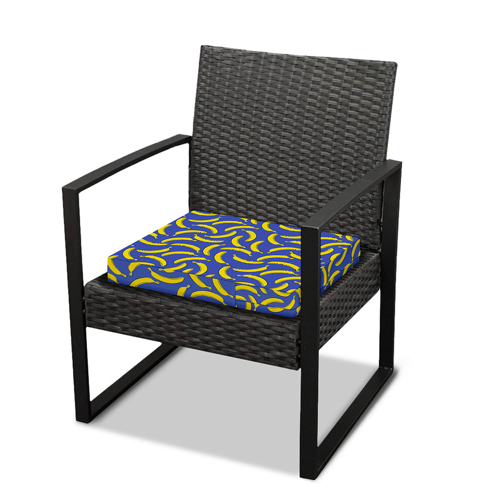 Blue And Yellow Banana Pattern Print Outdoor Seat Cushion Cover