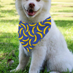 Blue And Yellow Banana Pattern Print Over The Collar Dog Bandana