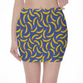 Blue And Yellow Banana Pattern Print Pencil Mini Skirt