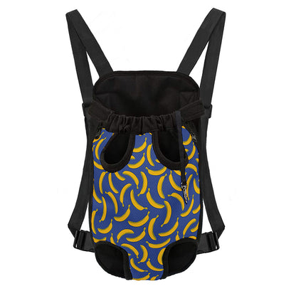 Blue And Yellow Banana Pattern Print Pet Carrier Backpack
