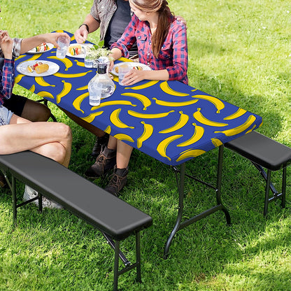 Blue And Yellow Banana Pattern Print Picnic Table Cover
