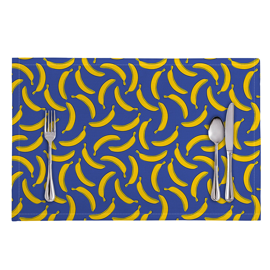 Blue And Yellow Banana Pattern Print Placemat