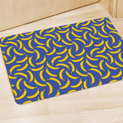 Blue And Yellow Banana Pattern Print Polyester Doormat