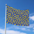 Blue And Yellow Banana Pattern Print Polyester Flag