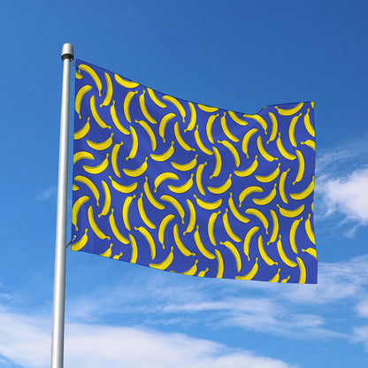 Blue And Yellow Banana Pattern Print Polyester Flag
