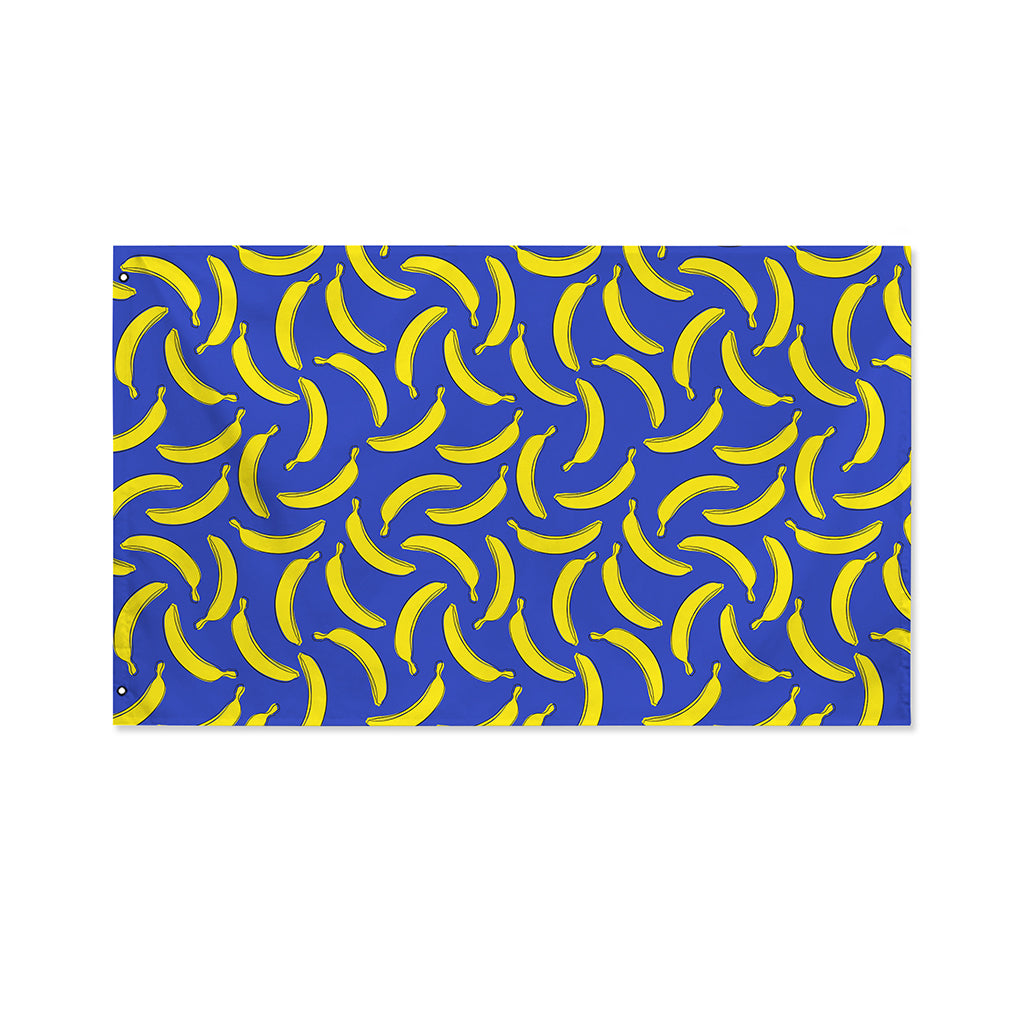 Blue And Yellow Banana Pattern Print Polyester Flag