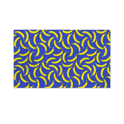 Blue And Yellow Banana Pattern Print Polyester Flag