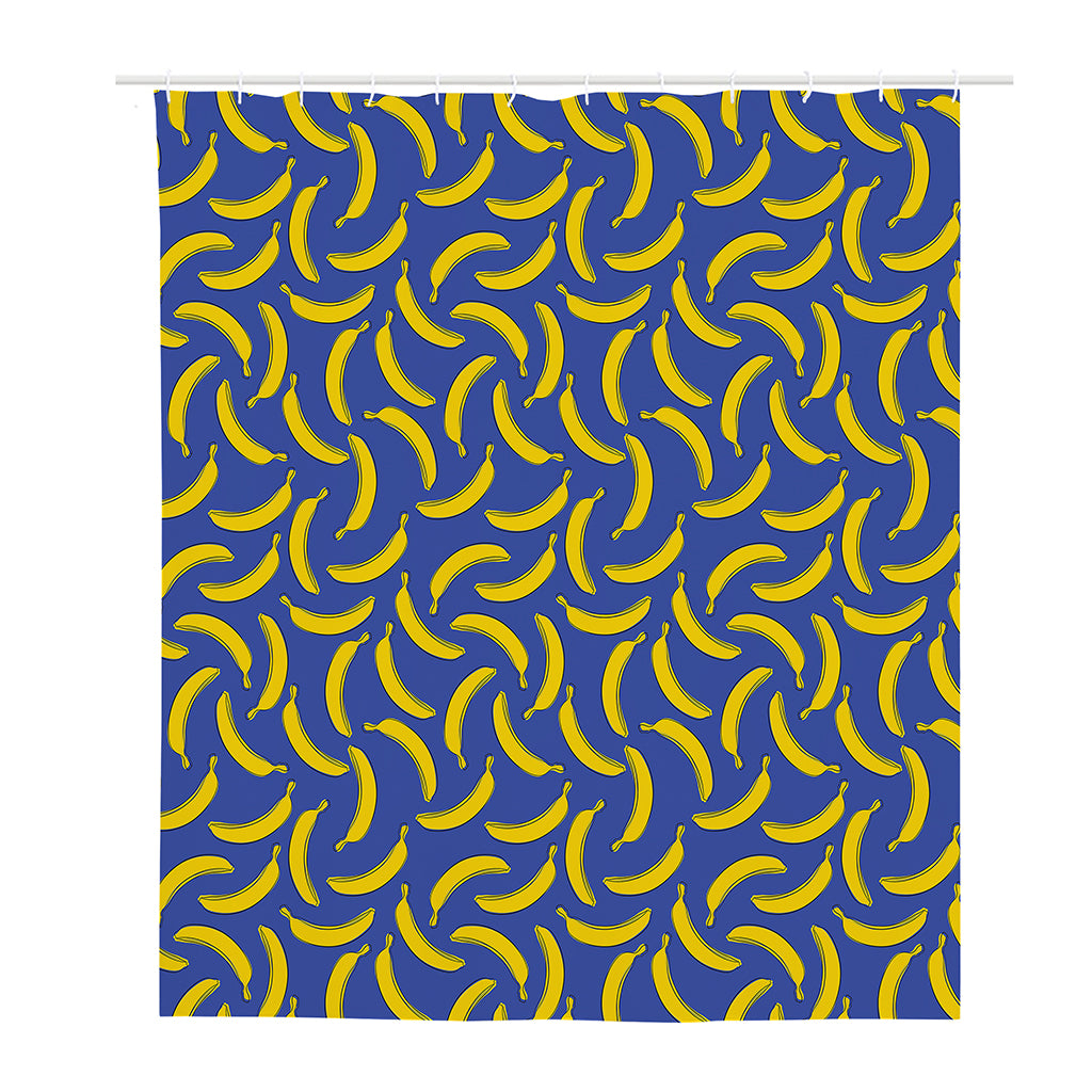 Blue And Yellow Banana Pattern Print Polyester Shower Curtain