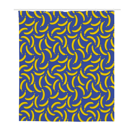 Blue And Yellow Banana Pattern Print Polyester Shower Curtain