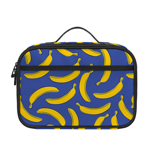 Blue And Yellow Banana Pattern Print Portable Lunch Bag