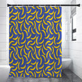 Blue And Yellow Banana Pattern Print Premium Shower Curtain