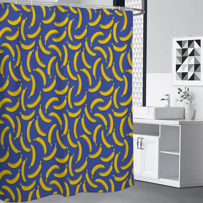 Blue And Yellow Banana Pattern Print Premium Shower Curtain