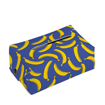 Blue And Yellow Banana Pattern Print Rectangle Tissue Box Cover