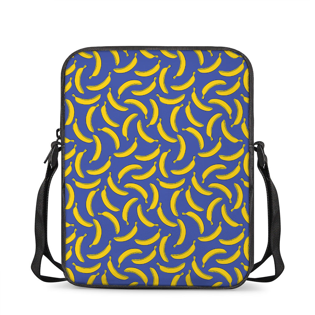 Blue And Yellow Banana Pattern Print Rectangular Crossbody Bag
