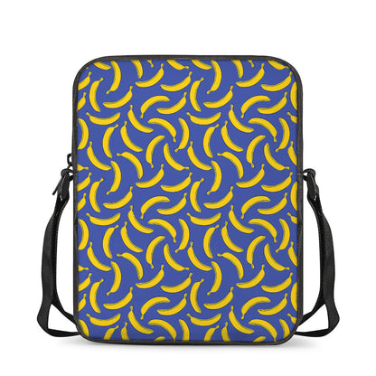 Blue And Yellow Banana Pattern Print Rectangular Crossbody Bag