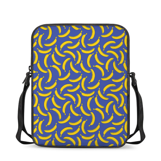 Blue And Yellow Banana Pattern Print Rectangular Crossbody Bag