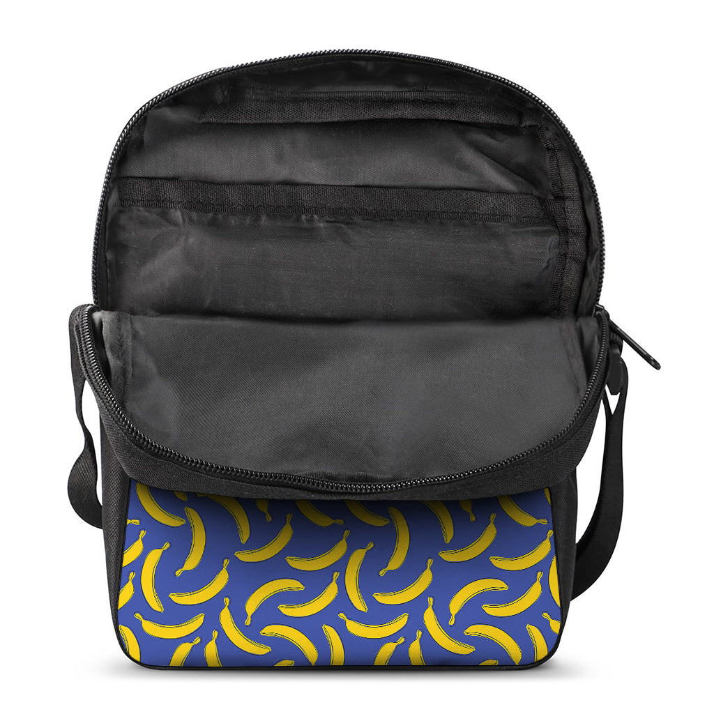 Blue And Yellow Banana Pattern Print Rectangular Crossbody Bag