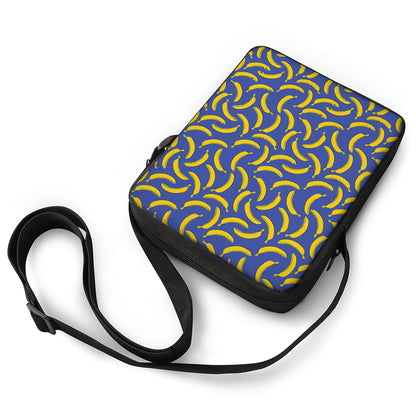 Blue And Yellow Banana Pattern Print Rectangular Crossbody Bag