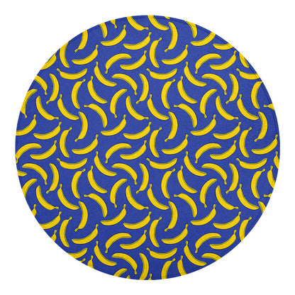 Blue And Yellow Banana Pattern Print Round Blanket