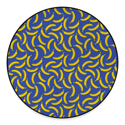Blue And Yellow Banana Pattern Print Round Floor Mat