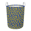 Blue And Yellow Banana Pattern Print Round Laundry Basket