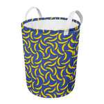 Blue And Yellow Banana Pattern Print Round Laundry Basket