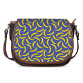 Blue And Yellow Banana Pattern Print Saddle Bag