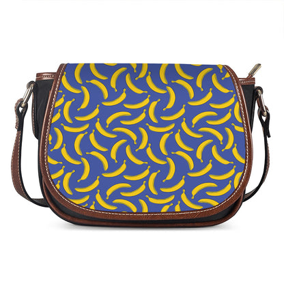 Blue And Yellow Banana Pattern Print Saddle Bag
