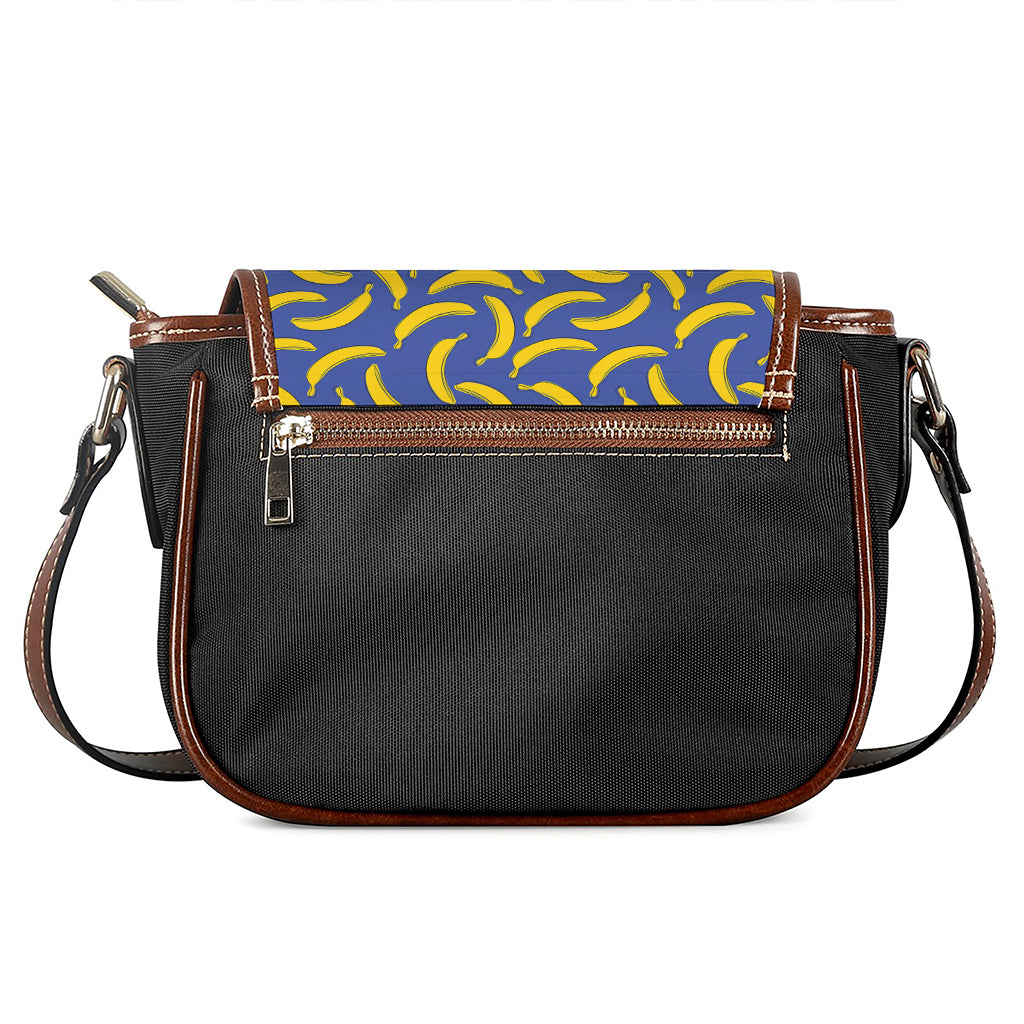 Blue And Yellow Banana Pattern Print Saddle Bag