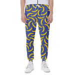 Blue And Yellow Banana Pattern Print Scuba Joggers