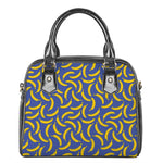 Blue And Yellow Banana Pattern Print Shoulder Handbag