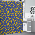 Blue And Yellow Banana Pattern Print Shower Curtain