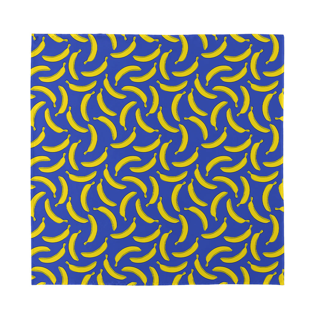Blue And Yellow Banana Pattern Print Silk Bandana