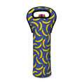 Blue And Yellow Banana Pattern Print Single Neoprene Wine Tote