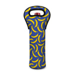 Blue And Yellow Banana Pattern Print Single Neoprene Wine Tote