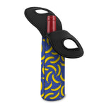Blue And Yellow Banana Pattern Print Single Neoprene Wine Tote