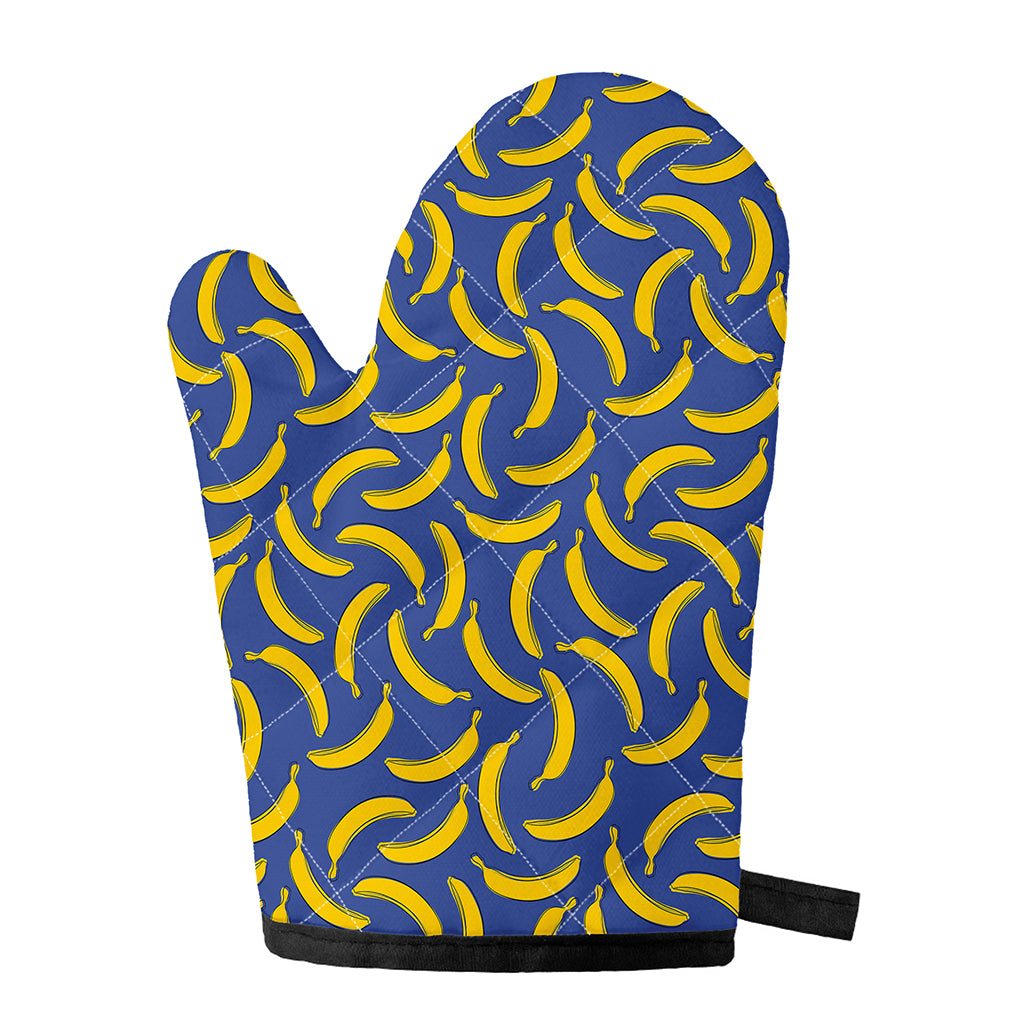 Blue And Yellow Banana Pattern Print Single Oven Mitt