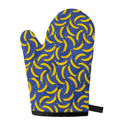 Blue And Yellow Banana Pattern Print Single Oven Mitt