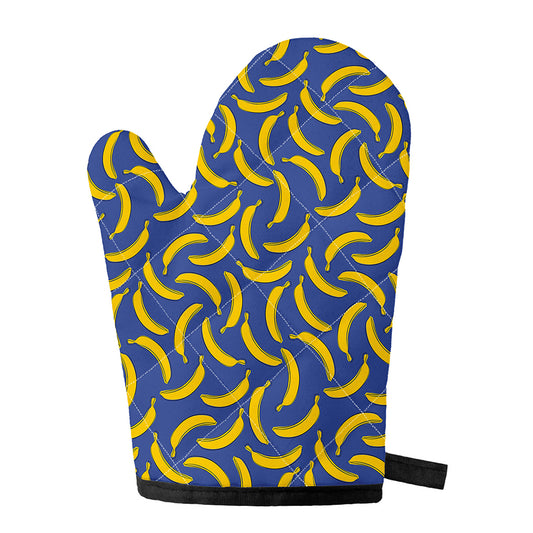 Blue And Yellow Banana Pattern Print Single Oven Mitt