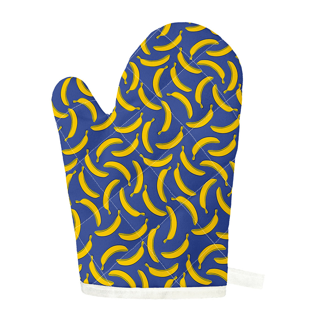 Blue And Yellow Banana Pattern Print Single Oven Mitt