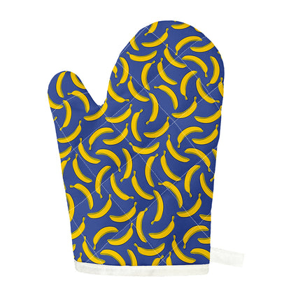 Blue And Yellow Banana Pattern Print Single Oven Mitt