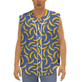 Blue And Yellow Banana Pattern Print Sleeveless Baseball Jersey