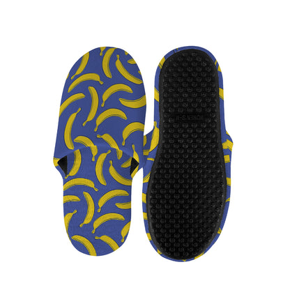 Blue And Yellow Banana Pattern Print Slippers