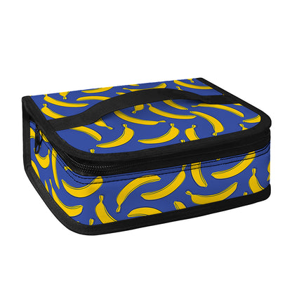 Blue And Yellow Banana Pattern Print Small Lunch Bag
