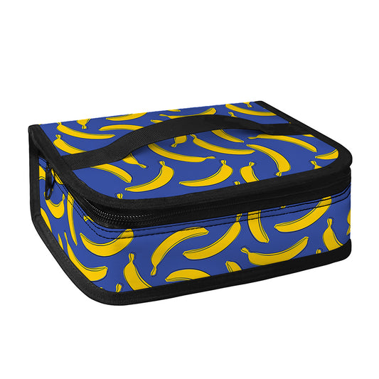 Blue And Yellow Banana Pattern Print Small Lunch Bag