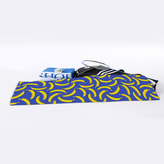 Blue And Yellow Banana Pattern Print Sports Towel