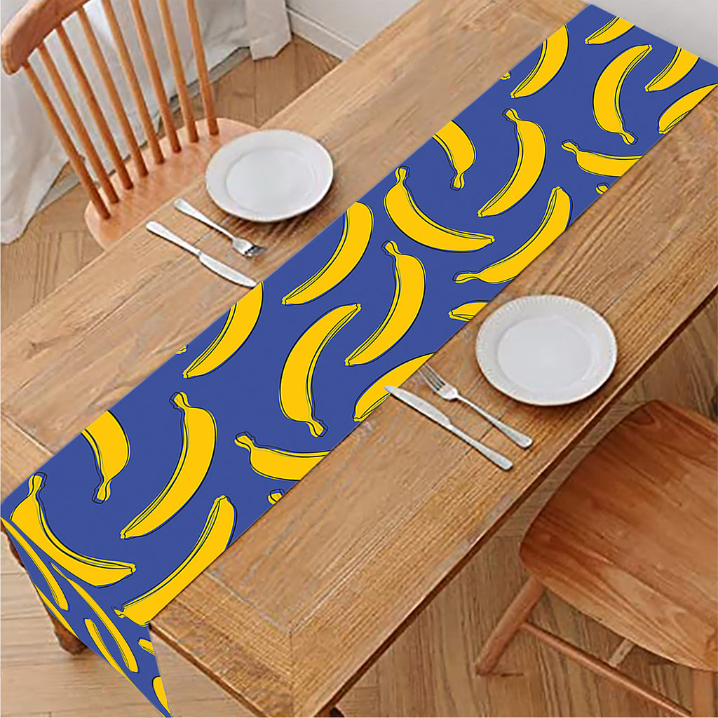 Blue And Yellow Banana Pattern Print Table Runner