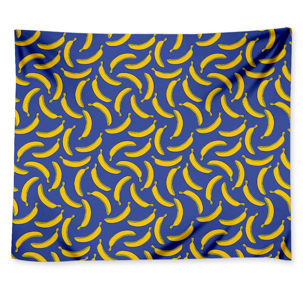 Blue And Yellow Banana Pattern Print Tapestry